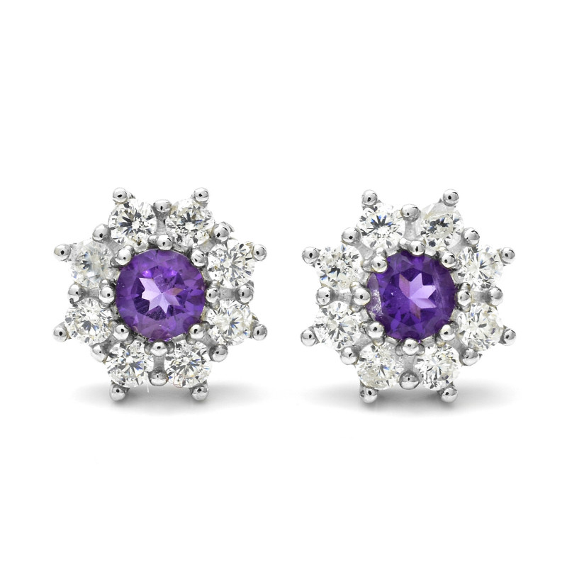 Stříbrné náušnice fialový ametyst